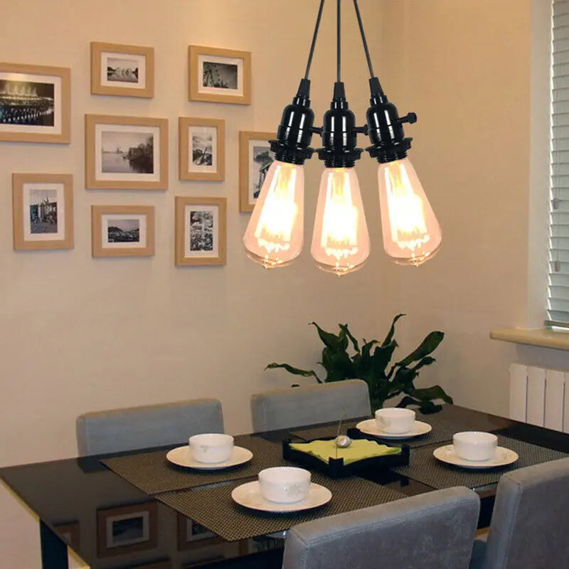 3 Head E27 3 Pin UK 3A Plug In Light Bulb Holder With Inline Switch DIY jorunhe.com