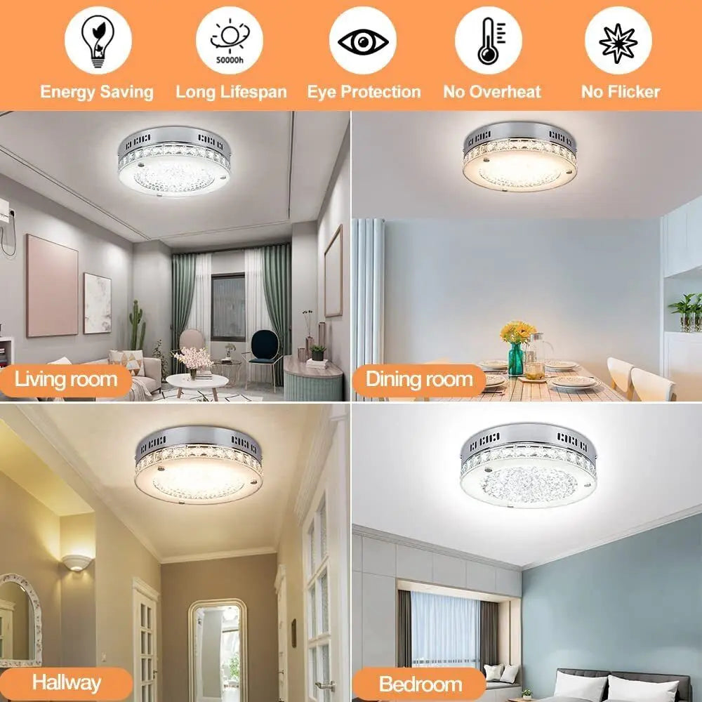 40W LED Crystal Ceiling Light Fixtures Living Room Chandelier W/Remote Control jorunhe.com