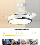 42'' Ceiling Fan 72W LED Light Retractable Blade and Remote Control 3 Colors jorunhe.com