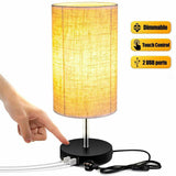 Dimmer Touch Table Lamp with 2 USB Charging Ports Bedside Office Light UK Plug