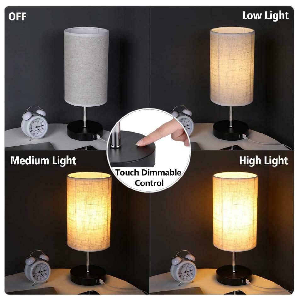 Dimmer Touch Table Lamp with 2 USB Charging Ports Bedside Office Light UK Plug jorunhe.com