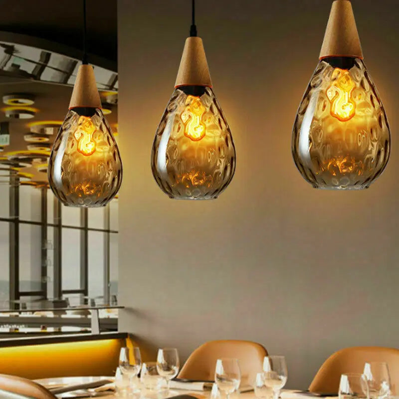 Industrial Retro Loft Glass Pendant Lamp Hanging Ceiling Restaurant Chandeliers jorunhe.com