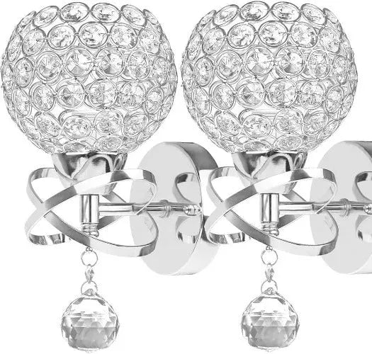 Jorunhe Modern Style Crystal Pendant Light Bedroom Hallway Living Room Wall Lamp Holder E14 Socket Set of 2 jorunhe.com