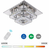 Modern 36W Square Crystal LED Ceiling Light Flush Mount Crystal Chandelier Decor
