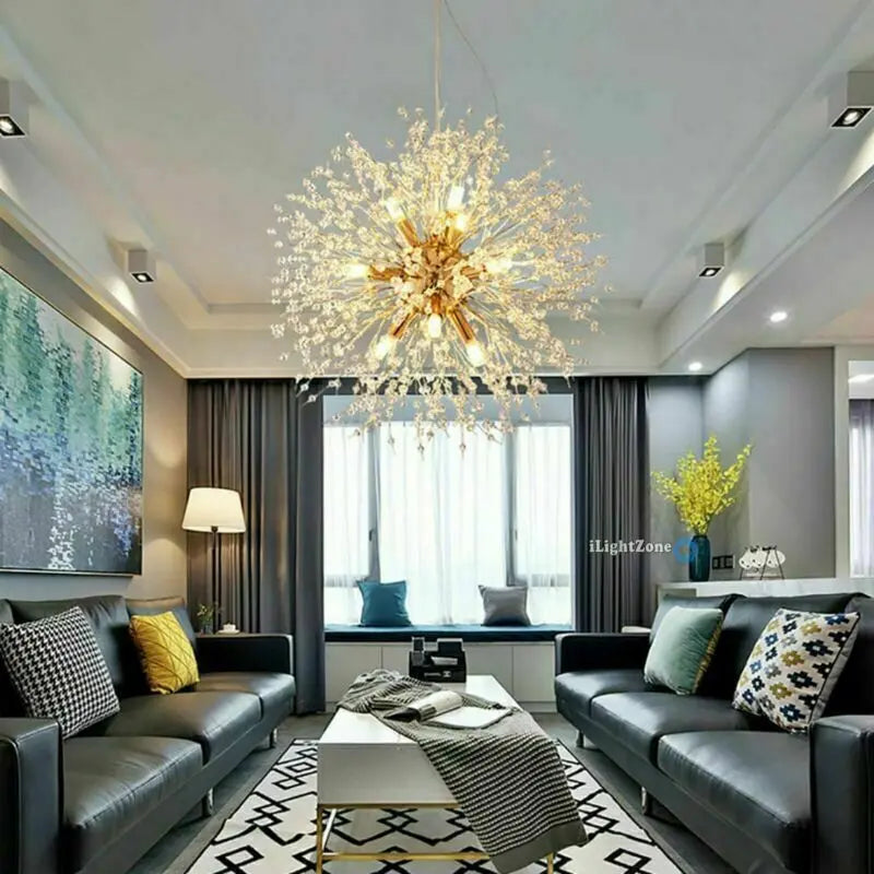 Modern 8 Light Crystal LED Chandelier Sputnik Lighting Firework Pendant Lamp jorunhe.com
