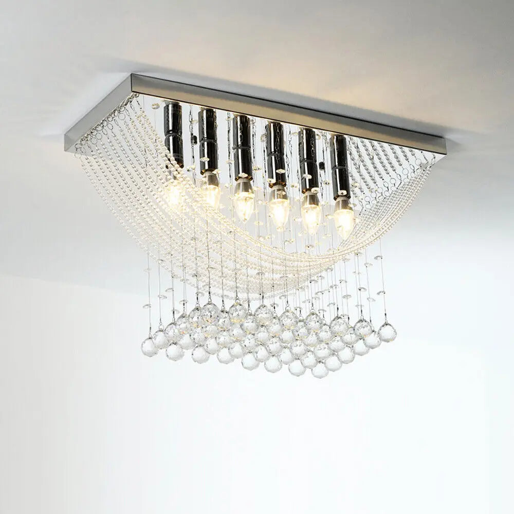 Modern Crystal Ceiling Light 6 Lights Chandelier Living Room Bed Light jorunhe.com