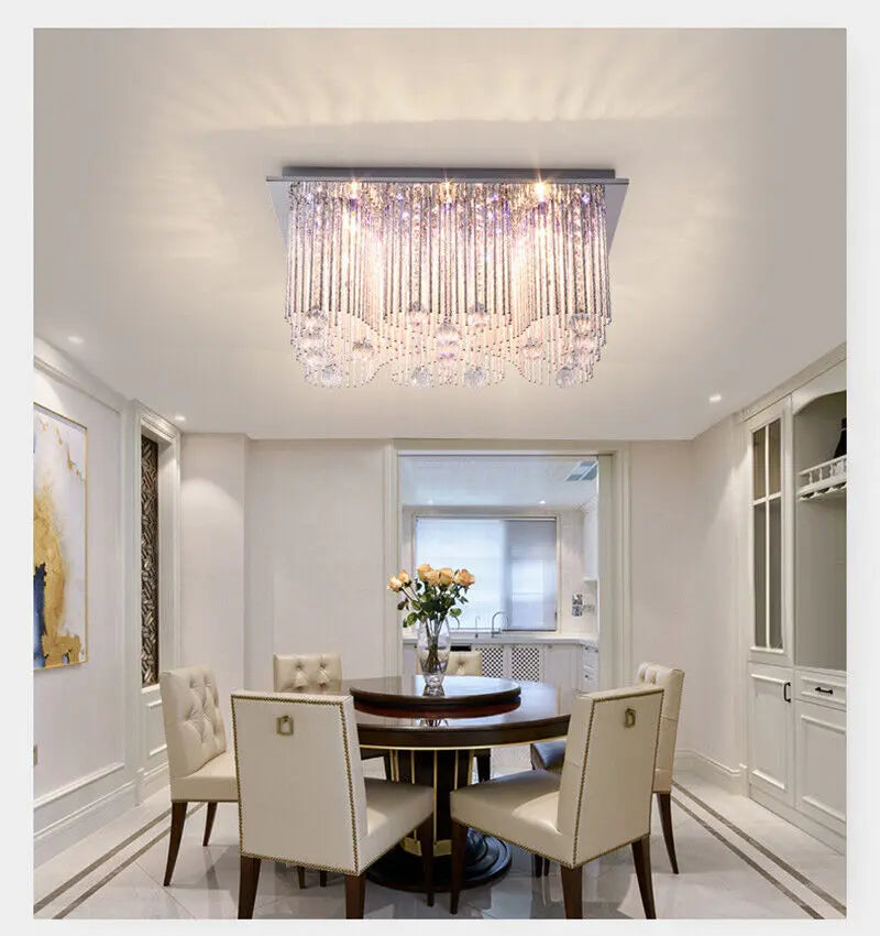 Modern LED Crystal Ceiling Light Fixtures Living Room Hanging Chandelier Decor jorunhe.com