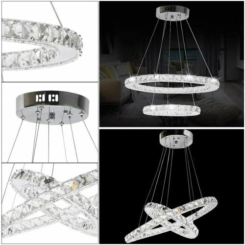 Modern Oval Crystal 48W LED Pendant Lamp Chandelier Ceiling light Fixture jorunhe.com