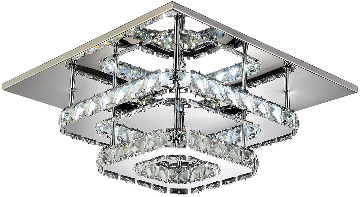 Modern Square 30cm 36W LED Crystal Ceiling Lights Chandeliers Aisle Light jorunhe.com