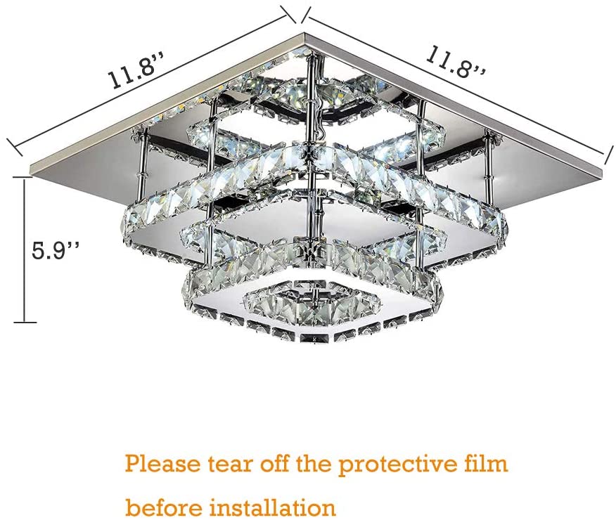 Modern Square 30cm 36W LED Crystal Ceiling Lights Chandeliers Aisle Light jorunhe.com