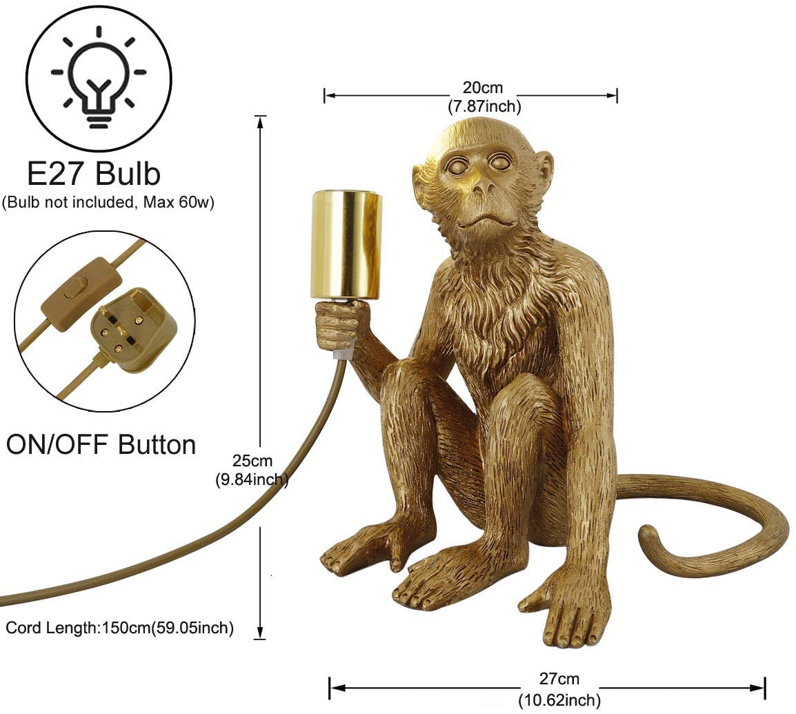 Modern Table Lamp, Monkey Desk Lamp, Creative Table Lamp , Resin Sitting Monkey Lighting Fixture for Living Room, Bedroom, Office jorunhe.com