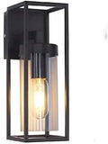 Outdoor Exterior Modern Garden Wall Light Garden Wall Light with Studry Glass, Classic Black with E27 Bulb Base,Outside Wall Lamps for Doorway, Street, Balcony