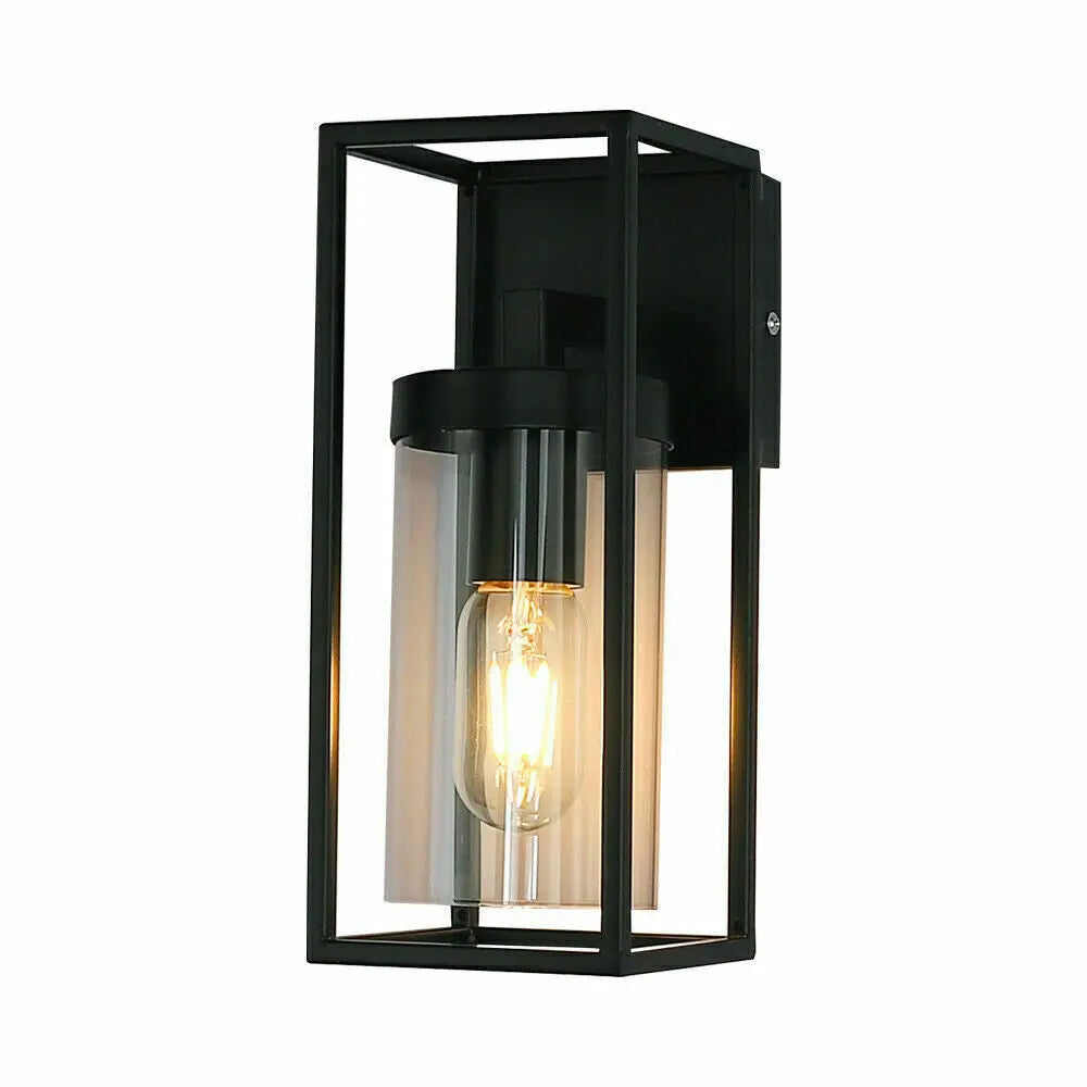 Rectangular Outdoor Glass Wall Light Clear Metal Waterproof Garden Wall Lamp jorunhe.com