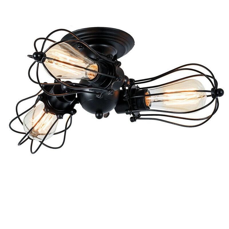 Retro 3 Heads Vintage Ceiling Lights Adjustable Socket Industrial Chandeliers jorunhe.com