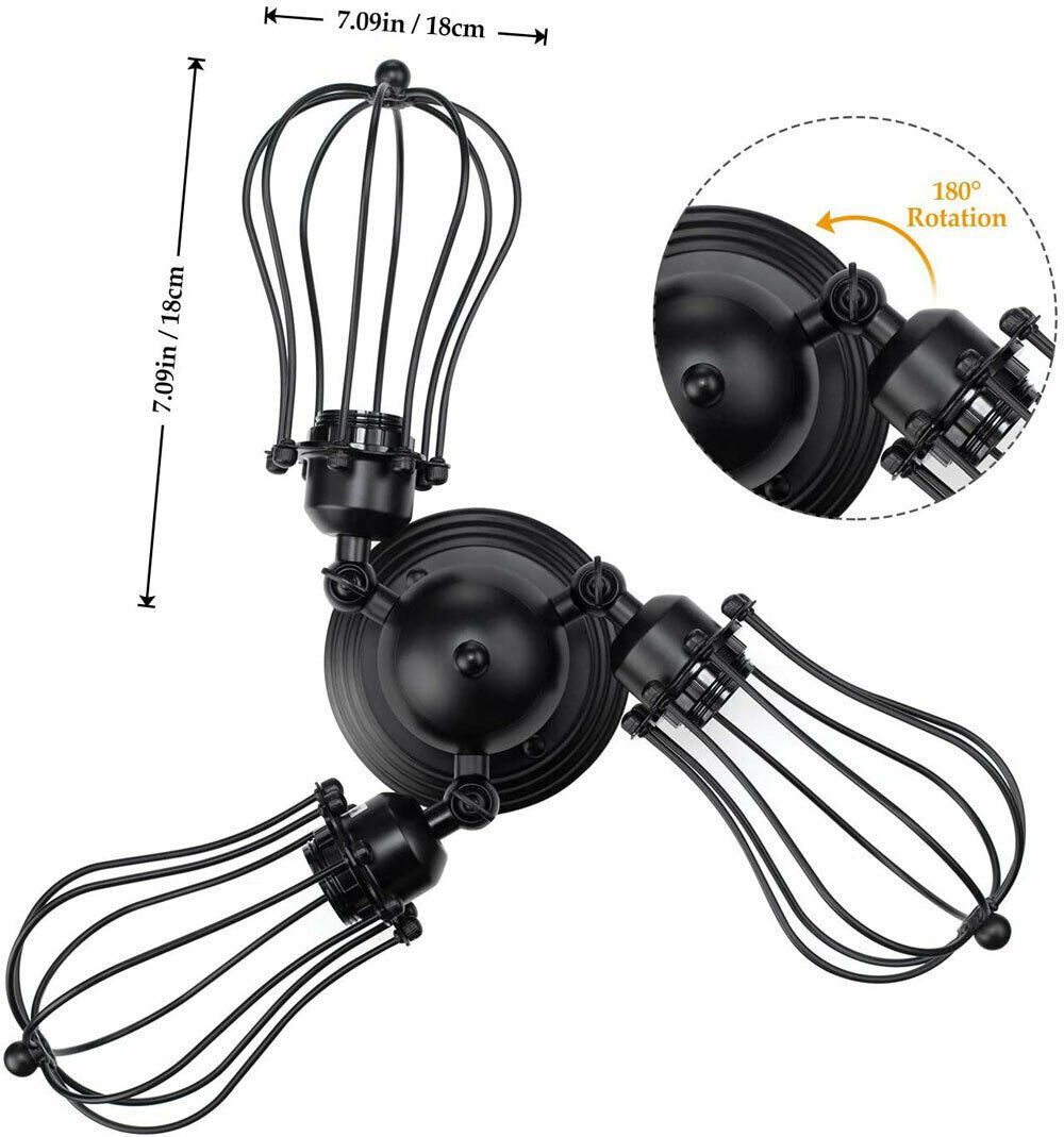 Retro 3 Heads Vintage Ceiling Lights Adjustable Socket Industrial Chandeliers jorunhe.com