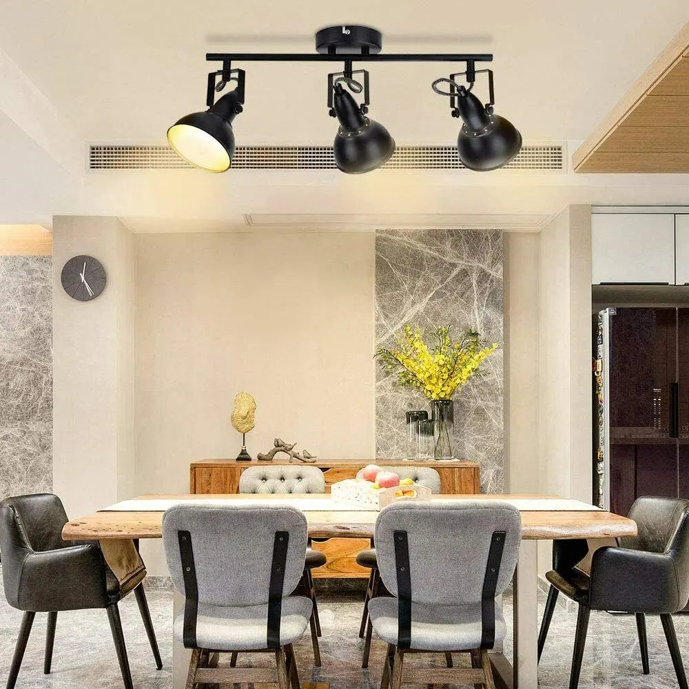 Retro 3 Way Ceiling Light Semi-Flush Ceiling Rotatable Spotlights Living Room jorunhe.com
