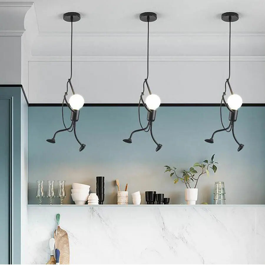 Retro Industrial Human Shape Figure Loft Chandelier Ceiling Light Pendant Lamp jorunhe.com