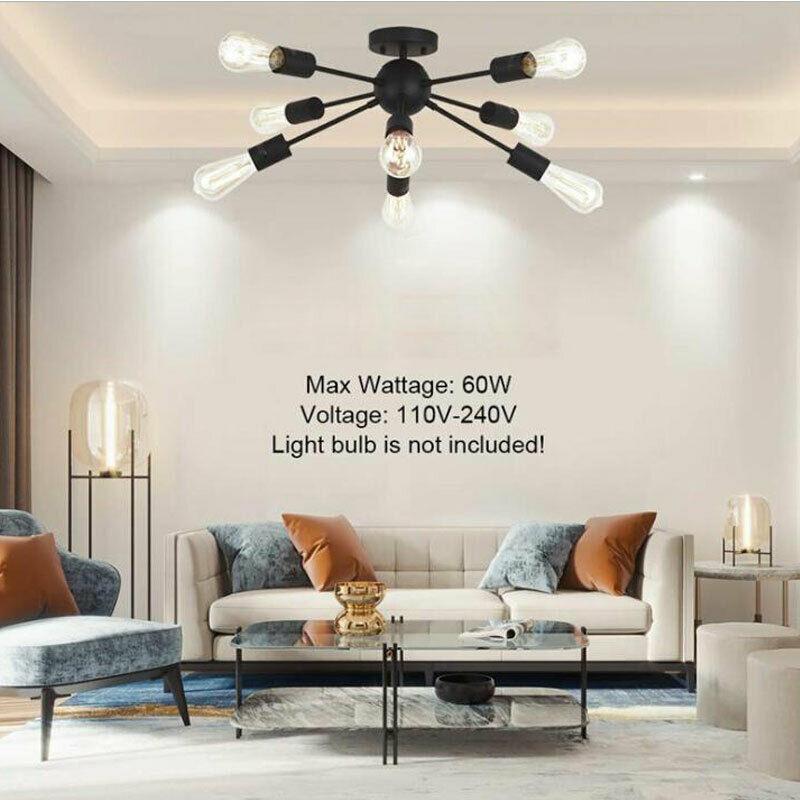 Vintage 8-Light Sputnik Ceiling Light Chandelier Semi Ceiling Lights Flush Mount jorunhe.com