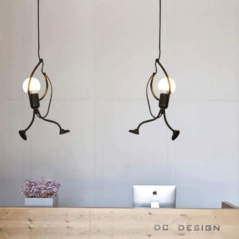 Retro Industrial Human Shape Figure Loft Chandelier Ceiling Light Pendant Lamp