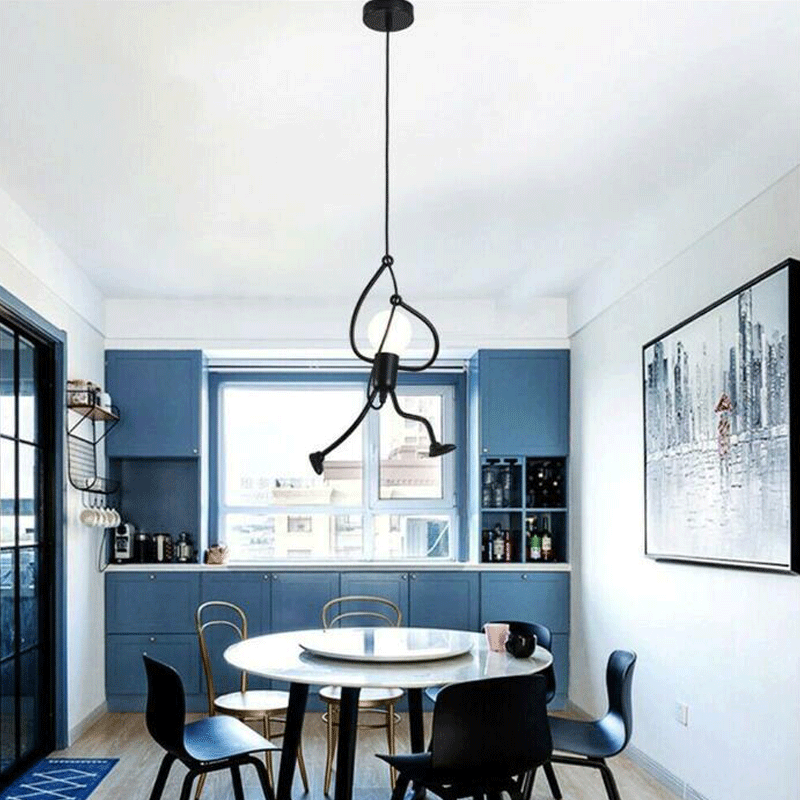 Retro Industrial Human Shape Figure Loft Chandelier Ceiling Light Pendant Lamp