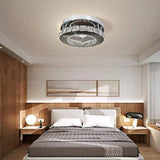 Jorunhe Modern Crystal Chandelier Flush Led Crystal Ceiling Light Finish Chrome Crystal Pendant for Living Room Kitchen Office Bedroom Dining Room jorunhe.com