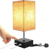 3-Color Touch Control Table Lamp, Dimmable Bedside Lamp with 2 USB Ports , Nightstand Lamp with Black Base, Bedroom Lamp with Beige Lamp Shape jorunhe.com