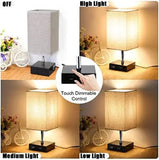 3-Color Touch Control Table Lamp, Dimmable Bedside Lamp with 2 USB Ports , Nightstand Lamp with Black Base, Bedroom Lamp with Beige Lamp Shape jorunhe.com