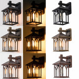 Square Glass Lantern Wall Sconce Light Vintage Outdoor Waterproof Rustproof Wall Lamp Outside Decoration Metal Wall Lantern for Corridor Villa Patio Garden