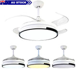 42'' Ceiling Fan 72W LED Light Retractable Blade and Remote Control 3 Colors