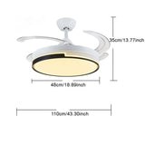 42'' Ceiling Fan 72W LED Light Retractable Blade and Remote Control 3 Colors jorunhe.com