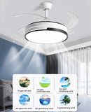 42'' Ceiling Fan 72W LED Light Retractable Blade and Remote Control 3 Colors jorunhe.com