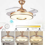 48'' Ceiling Fan 96W LED Light Retractable Blade and Remote Control 3 Colors jorunhe.com