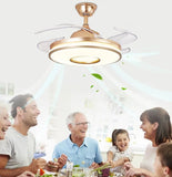 48'' Ceiling Fan 96W LED Light Retractable Blade and Remote Control 3 Colors jorunhe.com