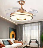 48'' Ceiling Fan 96W LED Light Retractable Blade and Remote Control 3 Colors jorunhe.com