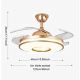 48'' Ceiling Fan 96W LED Light Retractable Blade and Remote Control 3 Colors jorunhe.com