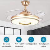 48'' Ceiling Fan 96W LED Light Retractable Blade and Remote Control 3 Colors jorunhe.com