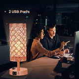 Crystal USB Bedside Lamp, Bedside Table Lamp with Dual USB Charging Port, Elegant Modern Bedroom Lamp, Crystal Table Lamps Ideal for Bedroom, Living Room, Guest Room jorunhe.com