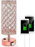 Crystal USB Bedside Lamp, Bedside Table Lamp with Dual USB Charging Port, Elegant Modern Bedroom Lamp, Crystal Table Lamps Ideal for Bedroom, Living Room, Guest Room jorunhe.com