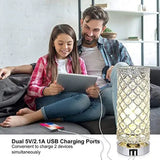 Crystal USB Bedside Lamp, Bedside Table Lamp with Dual USB Charging Port, Elegant Modern Bedroom Lamp, Crystal Table Lamps Ideal for Bedroom, Living Room, Guest Room, Office (LED Bulb Included) jorunhe.com