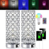 Crystal USB Bedside Lamp, Bedside Table Lamp with Dual USB Charging Port, Elegant Modern Bedroom Lamp, Crystal Table Lamps Ideal for Bedroom, Living Room, Guest Room, Office (LED Bulb Included) jorunhe.com