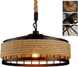 Industrial Retro Hemp Rope Iron Pendant Ceiling Light Bases Chandeliers Fixtures jorunhe.com