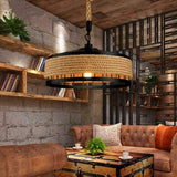 Industrial Retro Hemp Rope Iron Pendant Ceiling Light Bases Chandeliers Fixtures jorunhe.com