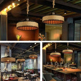 Industrial Retro Hemp Rope Iron Pendant Ceiling Light Bases Chandeliers Fixtures jorunhe.com