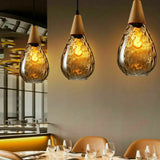 Industrial Retro Loft Glass Pendant Lamp Hanging Ceiling Restaurant Chandeliers jorunhe.com