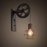 Loft Industrial Retro Wall Lamp Single Head Lifting Pulley Light Fixture