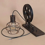 Loft Industrial Retro Wall Lamp Single Head Lifting Pulley Light Fixture jorunhe.com