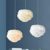 Modern 30CM Feather Shade Ceiling Lamp Pendant Ceiling Light Decor for Bedroom jorunhe.com