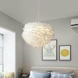 Modern 30CM Feather Shade Ceiling Lamp Pendant Ceiling Light Decor for Bedroom jorunhe.com