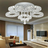 Modern 5 Rings LED Crystal Ceiling Light Flush Mount Large Crystal Chandelier jorunhe.com