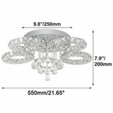 Modern 5 Rings LED Crystal Ceiling Light Flush Mount Large Crystal Chandelier jorunhe.com